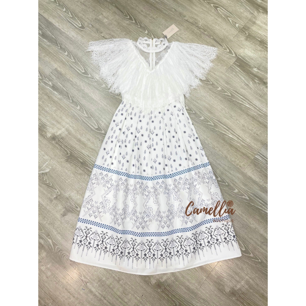 camellia-ชุดset-เสื้อลูกไม้อกระบายสีขาว-มาคู่กับกระโปรง-รบกวนเช็คสต๊อกก่อนกดสั่งซื้อ