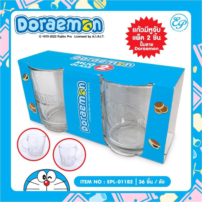 แก้ว-ใส่น้ำดื่ม-ชา-กาแฟ-สกรีนลาย-doraemon-ลิขสิทธิ์แท้