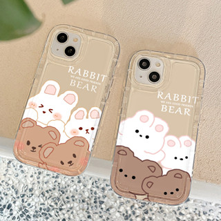 หมีน้อยน่ารัก เคสสำหรับไอโฟน TPU For iPhone 14 11 12 13 Pro Max 6 7 8 Plus X XR XS Max SE 2020 กันกระแทก เคสซิลิโคนใส