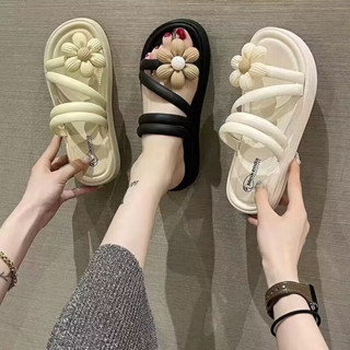 SHO-KD28 รองเท้าพื้นนิ่ม ดอกไม้ สีพื้น สไตล์เกาหลี แตะแบบสวม ajaygna1991