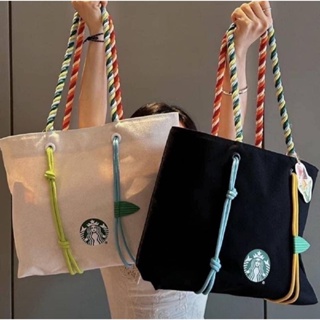 🌹พร้อมส่ง กระเป๋าสะพาย Starbucks 💚 ดีไซน์สวย สายเป็นเชือกถักสีๆ เพิ่มความน่ารัก จุของได้เยอะ ถือไปที่ไหนก็ดูเก๋สุดๆ
