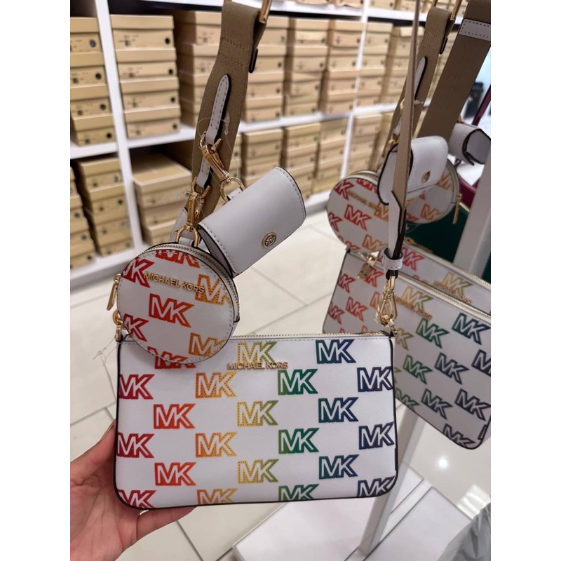 MICHAEL KORS RAINBOW PRIDE JST SMALL CROSSBODY BAG TECH ATTACHED MK WHITE MULTI Shopee Thailand