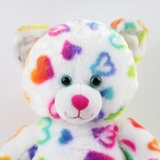 Build a bear workshop, ตุ๊กตาหมี หมีขาวหัวใจรุ้ง หมีบิ้วแบรนด์แท้ พร้อมส่ง (White - Rainbow Heart Bear)