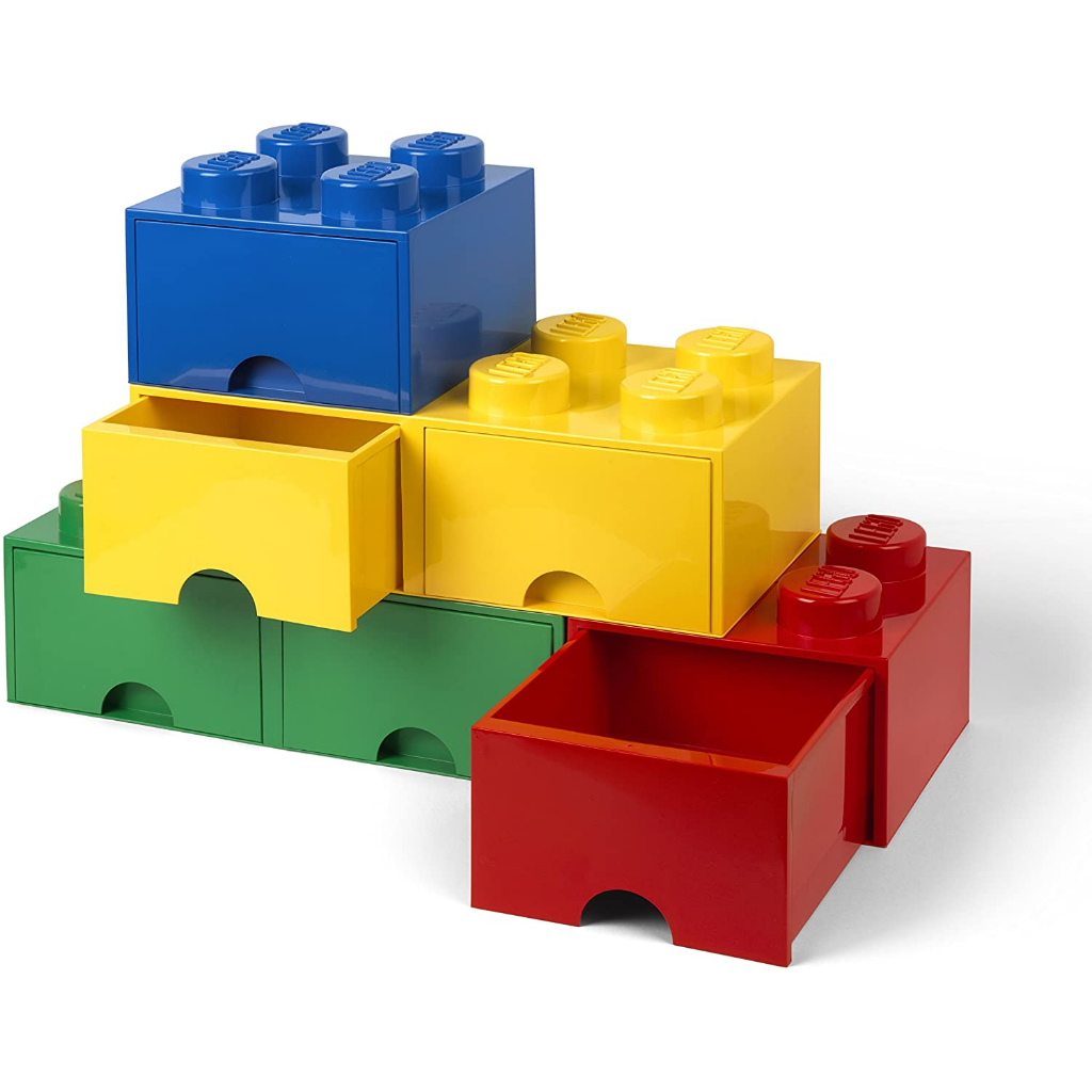 กล่องเลโก้-มีลิ้นชัก-กล่องใส่เลโก้-lego-brick-drawer-4-knob-สีน้ำเงิน-blue-25x25x18-cm-ของแท้