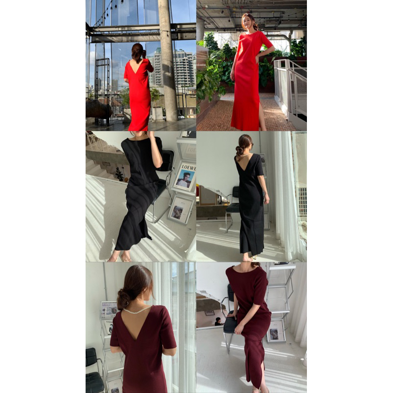 Charlotte irony | V Back pearl dress
