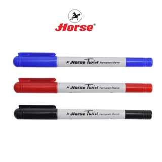 สินค้า HORSEตราม้า ปากกาเคมี 2หัว หัวกลม 2มม./4มม. H-41 - หลากสี  จำนวน 1ด้าม