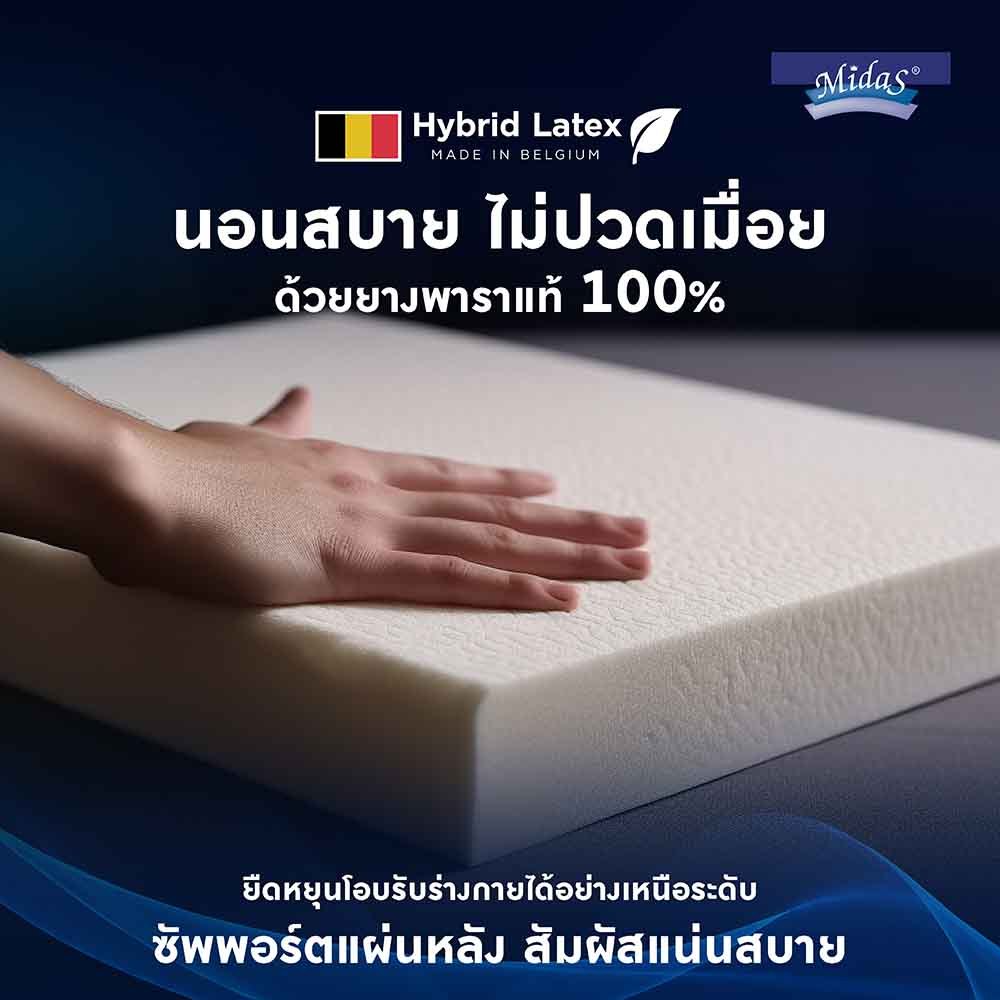 midas-ที่นอนยางพาราแท้ไฮบริด-รุ่น-dynamik-1000-หนา-7นิ้ว-ยางพารานำเข้าจากประเทศเบลเยี่ยม-แถมฟรี-หมอนสุขภาพ-ส่งฟรี