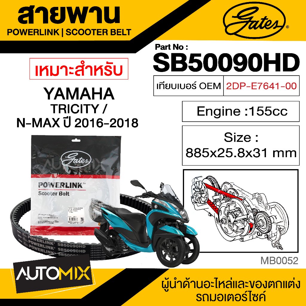 สายพาน-yamaha-n-max-powerlink-scooter-belt-สายพานมอเตอร์ไซค์-อะไหล่มอไซค์-อะไหล่แต่ง-มอเตอร์ไซค์-mb0052