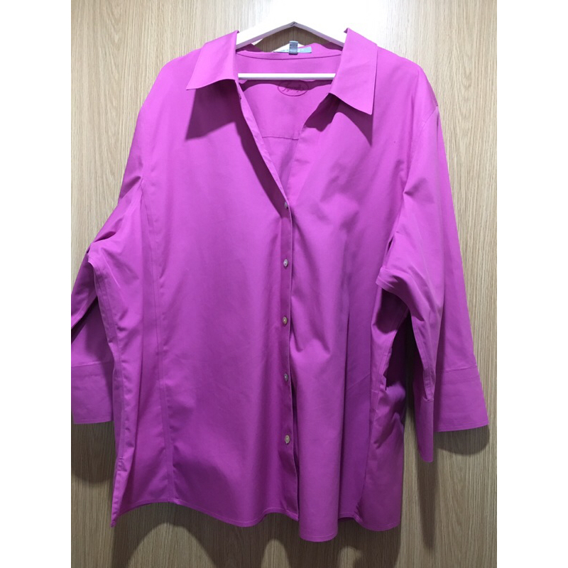 FOXCROFT ไซส์ 24W อกหน้าผ้า 60 นิ้ว ยาว 29 วงแขน 28 เสื้อเชิ้ต เสื้อสาว