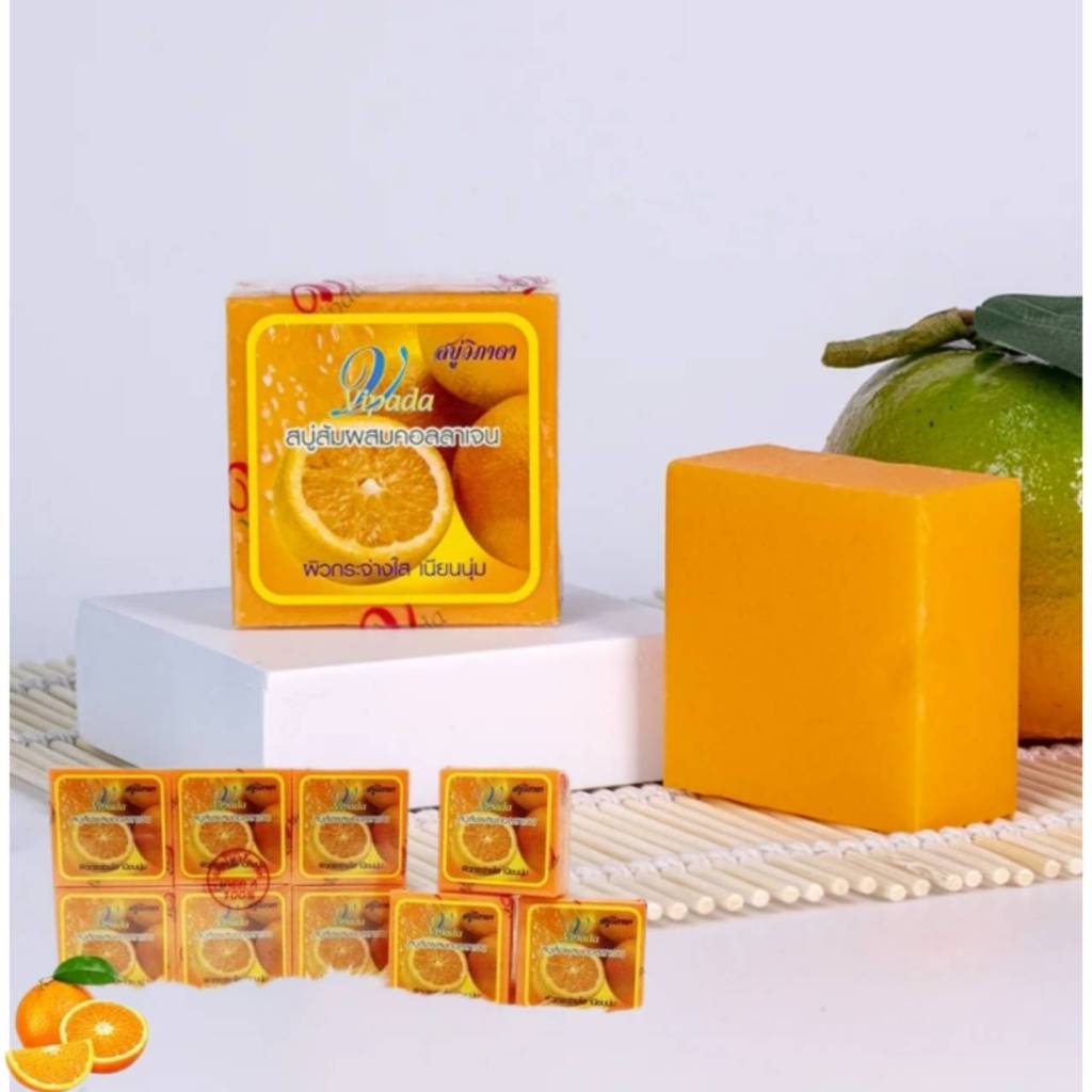 📍 (12ก้อน/แพ็ค) Vipada Orange&Collaen Soap ขนาด 65 กรัม วิภาดา สบู่สูตร ...