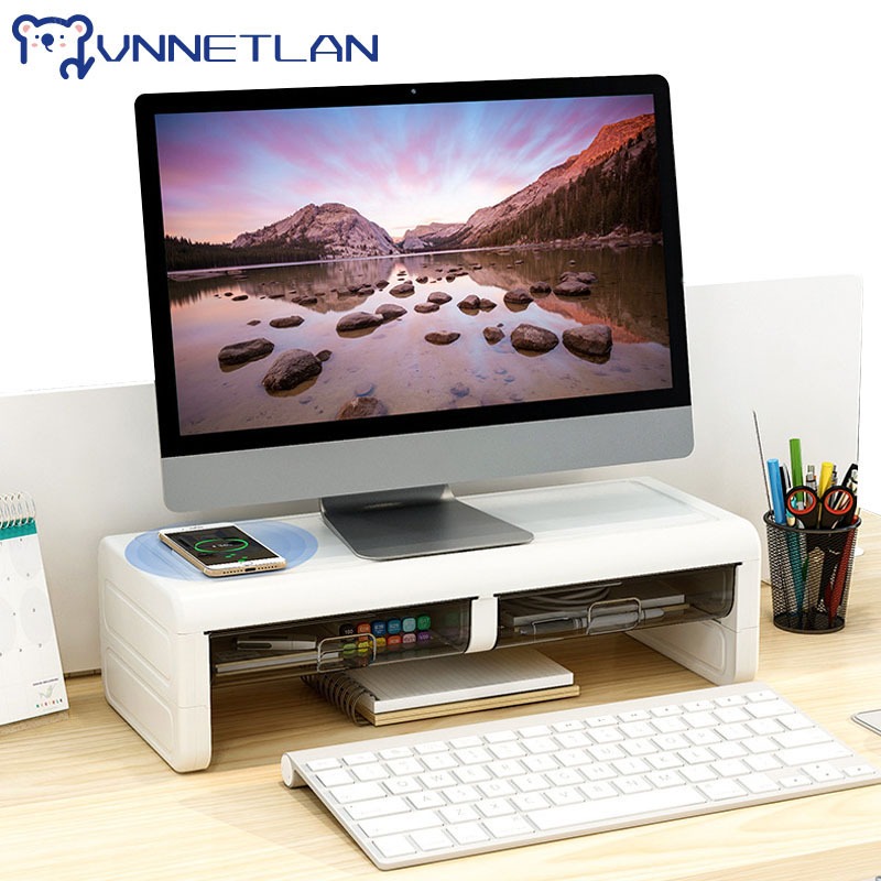 ชั้นวางจอคอมพิวเตอ-multi-function-monitor-stand-riser-desktop-holder-bracket-with-2-drawer-storage-box-organizer