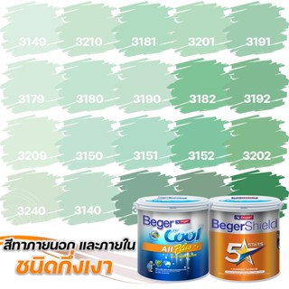 Beger สีเขียวมิ้น ไฟว์สตาร์+คูลออลพลัส ขนาด 3L กึ่งเงา สีทาบ้าน เบเยอร์ สีทาบ้านกันร้อน สีบ้านเย็น สีน้ำอะคริลิคแท้