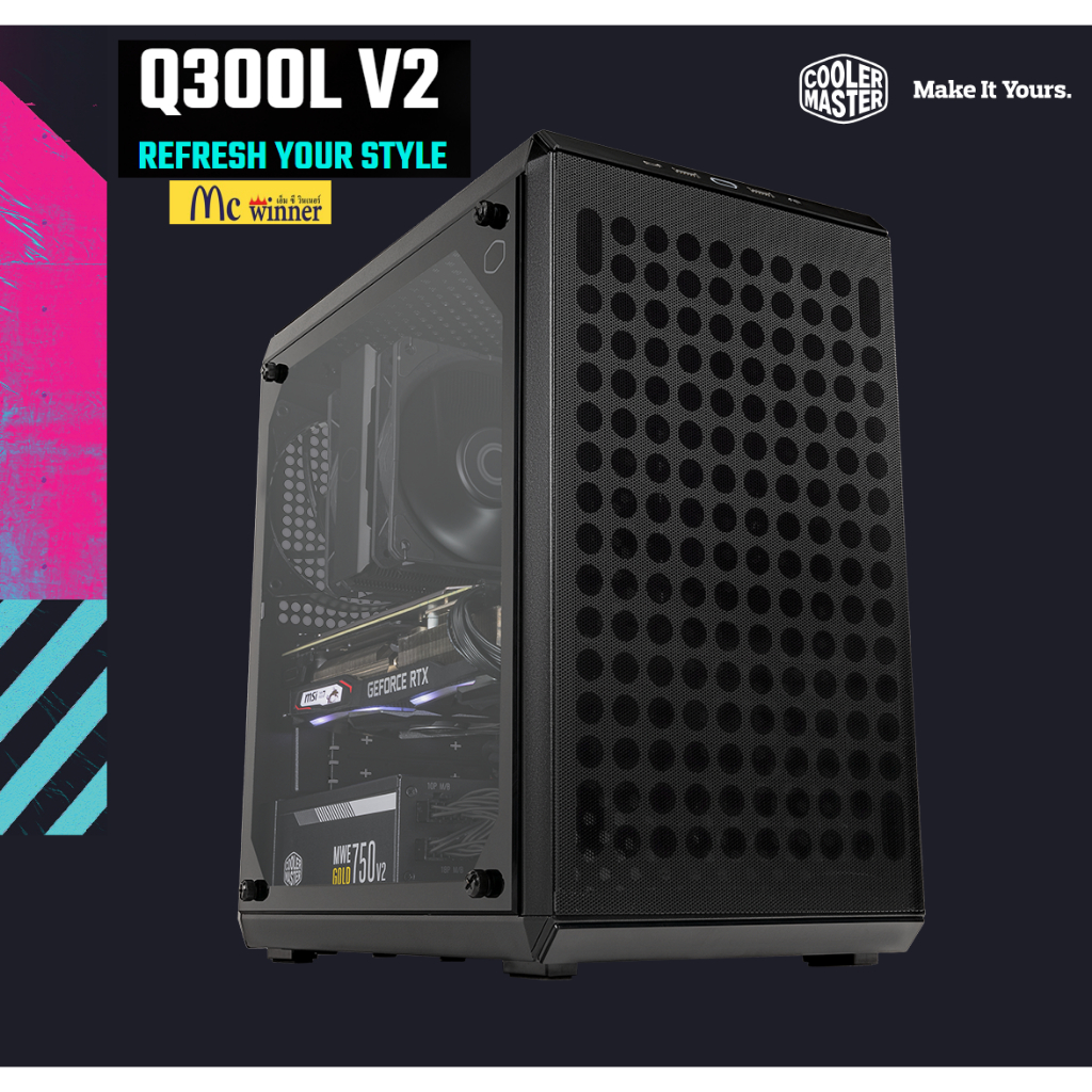 CASE (เคส) COOLER MASTER MasterBox Q300L V2 ARGB Tempered Glass รับ