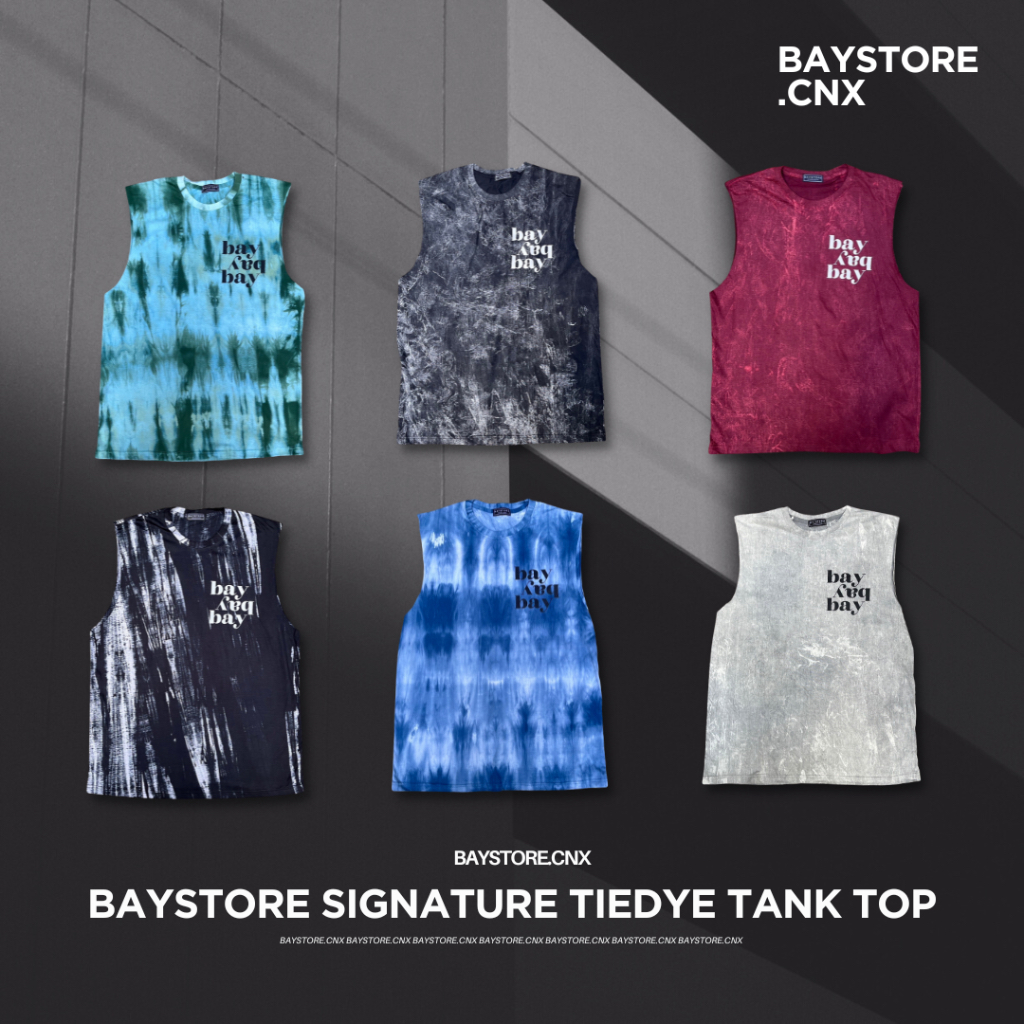 baystore-เสื้อคอกลมแขนกุดผ้าฟอกมัดย้อมสกรีน-ทรงสวย