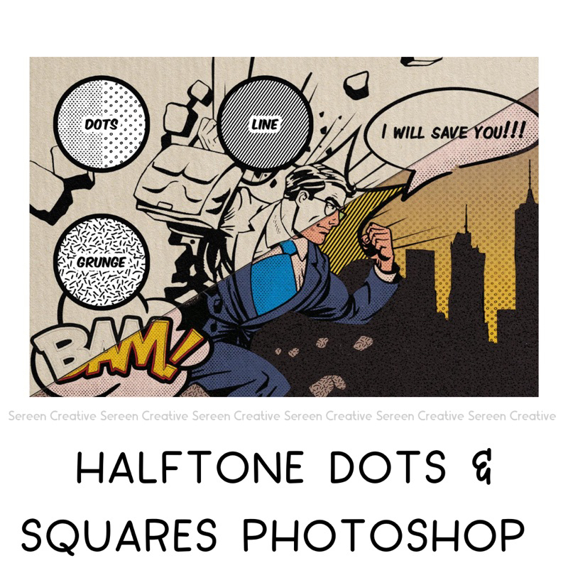 PS24 Dots & Squares Halftone Brushes Shopee Thailand
