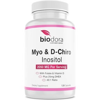 บำรุงไข่Biodora Myo&amp; D-Chiro Inositol Supplement, with Folate and Vitamin D, 40 to 1 Ratio, Includes DHEA, Helps(No.945)