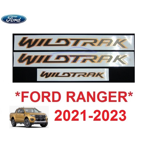 Sticker สติ๊กเกอร์ ติดท้ายรถ WILDTRAK ดำขอบส้ม Ford Ranger 4x2 4x4 2021 ...