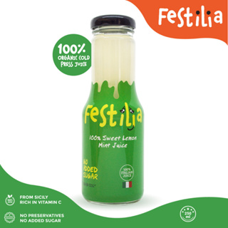 น้ำเลมอนมินต์100% ตราเฟสติเลีย 250 มล. 1 ขวด FESTILIA100% SWEET LEMON MINT Juice 250 ml