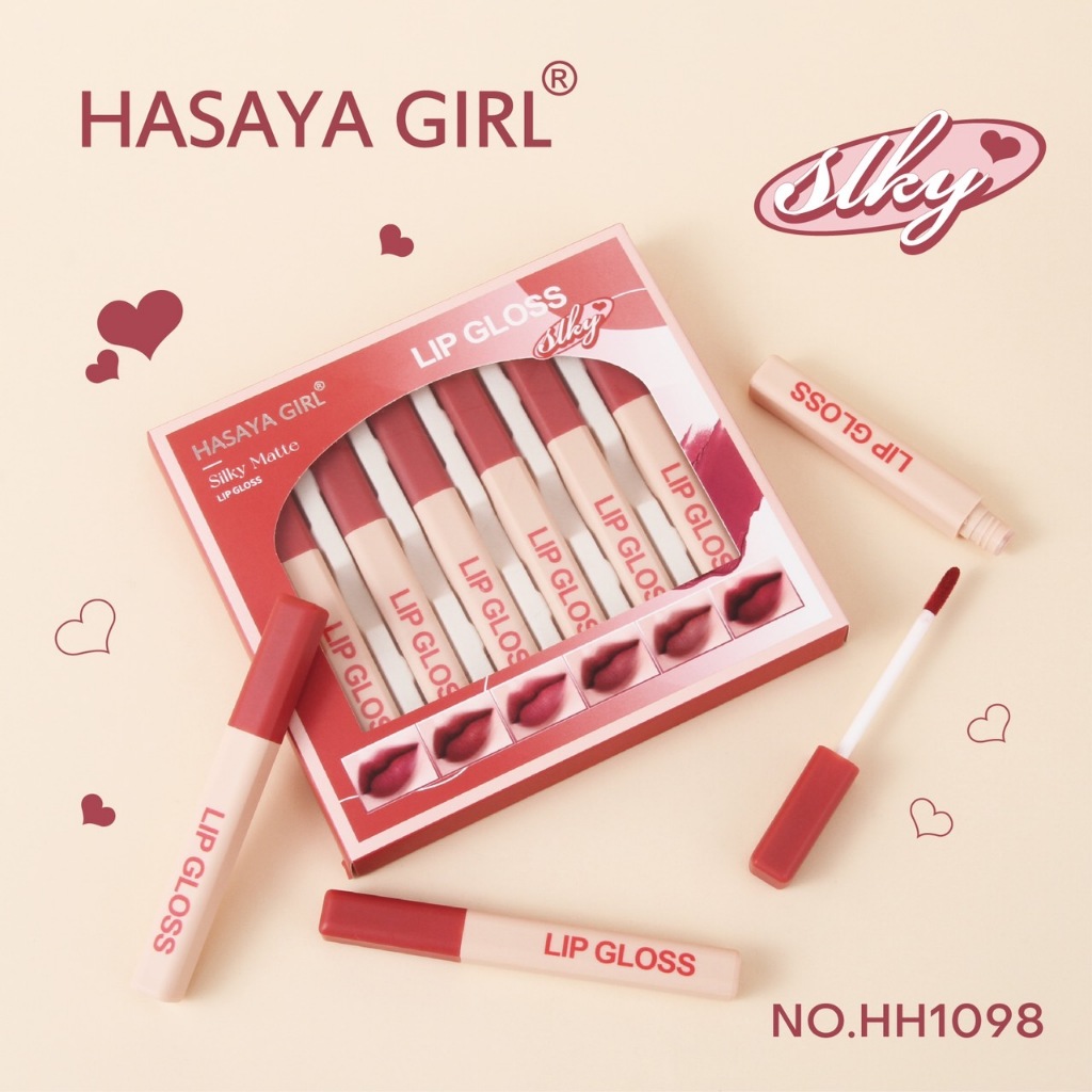 HASAYA GIRL Silky Matte Lip Gloss Set เซตลิปกลอสแมทต์ 6สี ริมฝีปากชัด