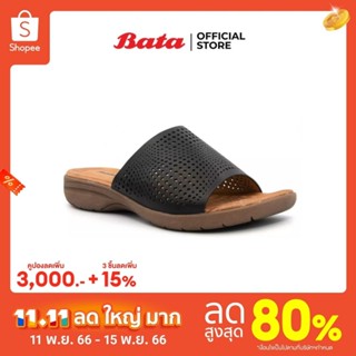 Bata LADIESSUMMER SLIP ON รองเท้าแตะแฟชั่นหญิง แบบสวม สีดำ รหัส 6616549