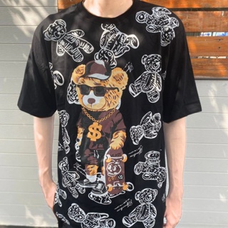 เสื้อยืด Street Oversize หมี Hip-Hop สี BLACK