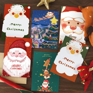 [🎄⛄ Christmas Card 🦌🎁]การ์ดอวยพรคริสมาสต์ ซานตาคลอส (มีซองแก้วใส่การ์ด)🔔