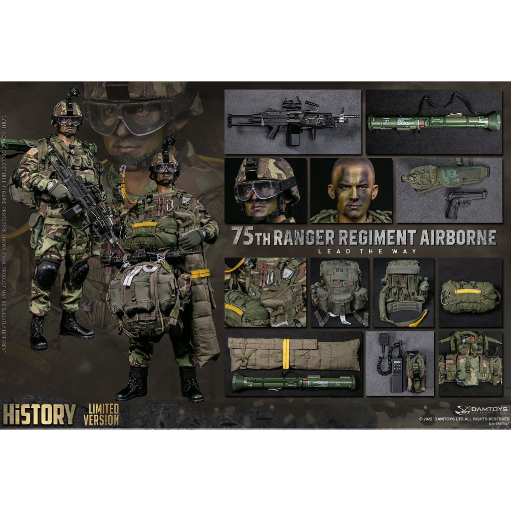 DAMTOYS 78094F 1/6 : 75th RANGER REGIMENT AIRBORNE SAW GUNNER LIMITIED ...