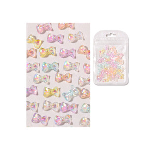 โบว์เรซิ่น รูปผีเสื้อน่ารัก 3D ขนาดเล็ก สําหรับตกแต่งเล็บ DIY 50 ชิ้น