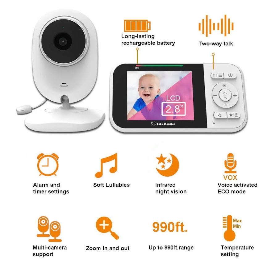 Baby Monitor SP218 IR Night Vision การตรวจสอบอุณหภูมิ Lullabies ...