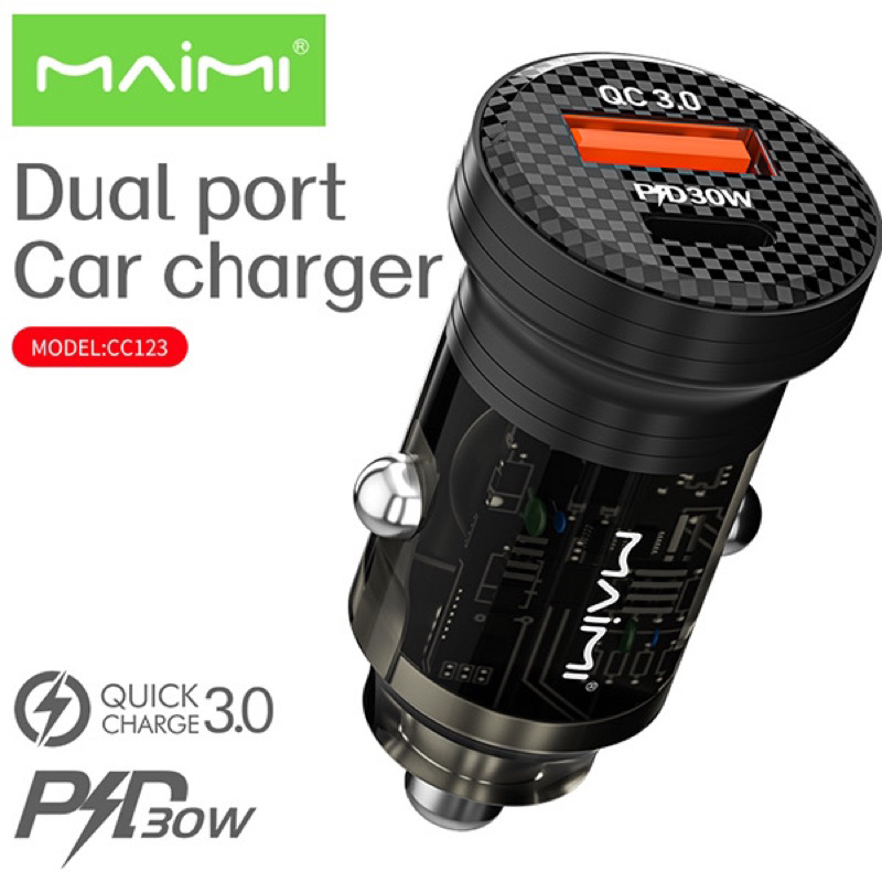 MAIMI CC123 QC3.0 Car Charger Protocol 30W หัวชาร์จรถ PD30 วัตต์ + USB ...