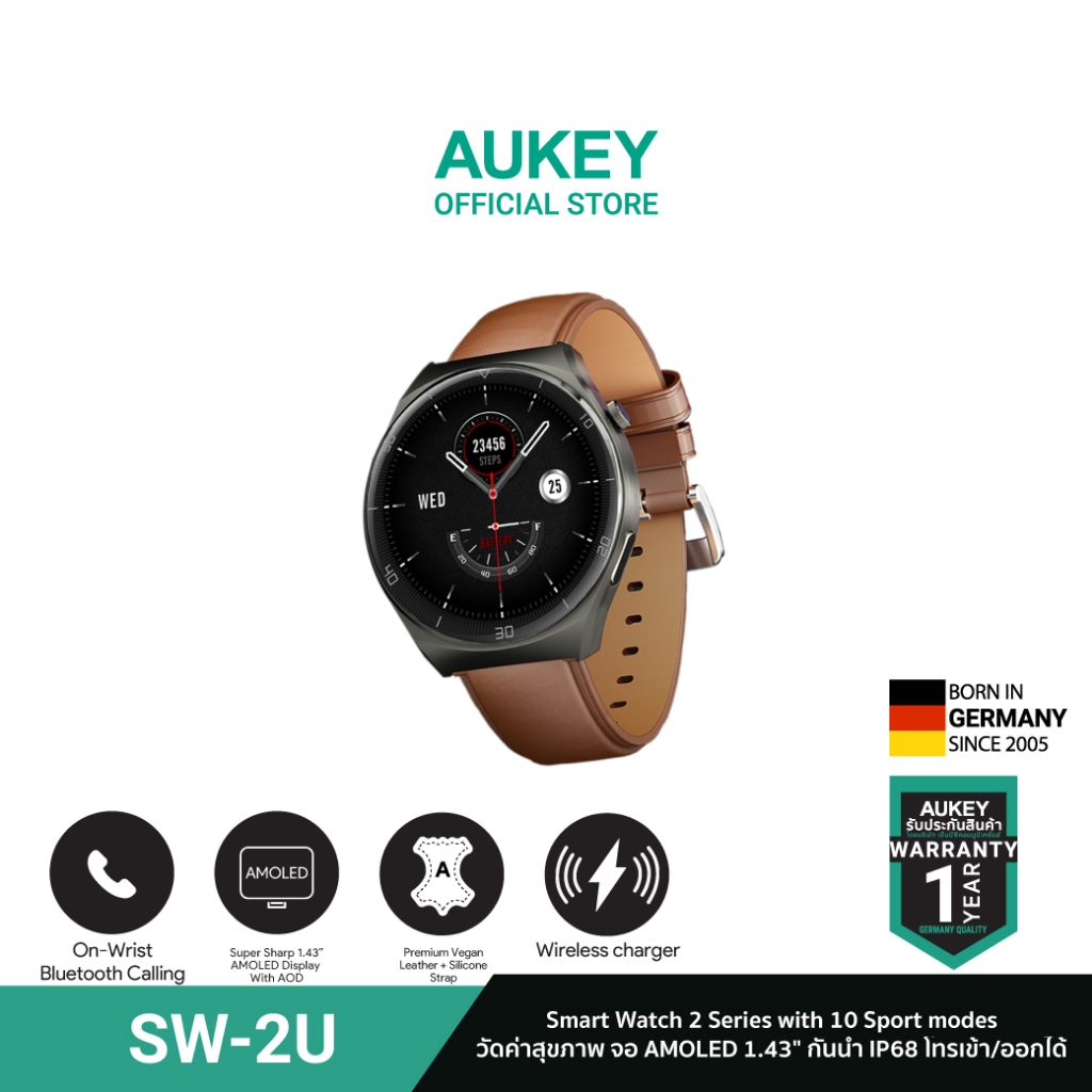 AUKEY SW-2U สมาร์ทวอทช์ Smart Watch Super IP68 Premium 1.43