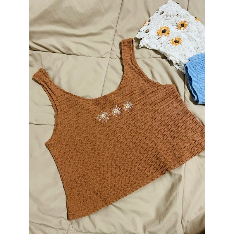 เสื้อครอปแขนกุดไหมพรม แบรนด์NATURE | Shopee Thailand