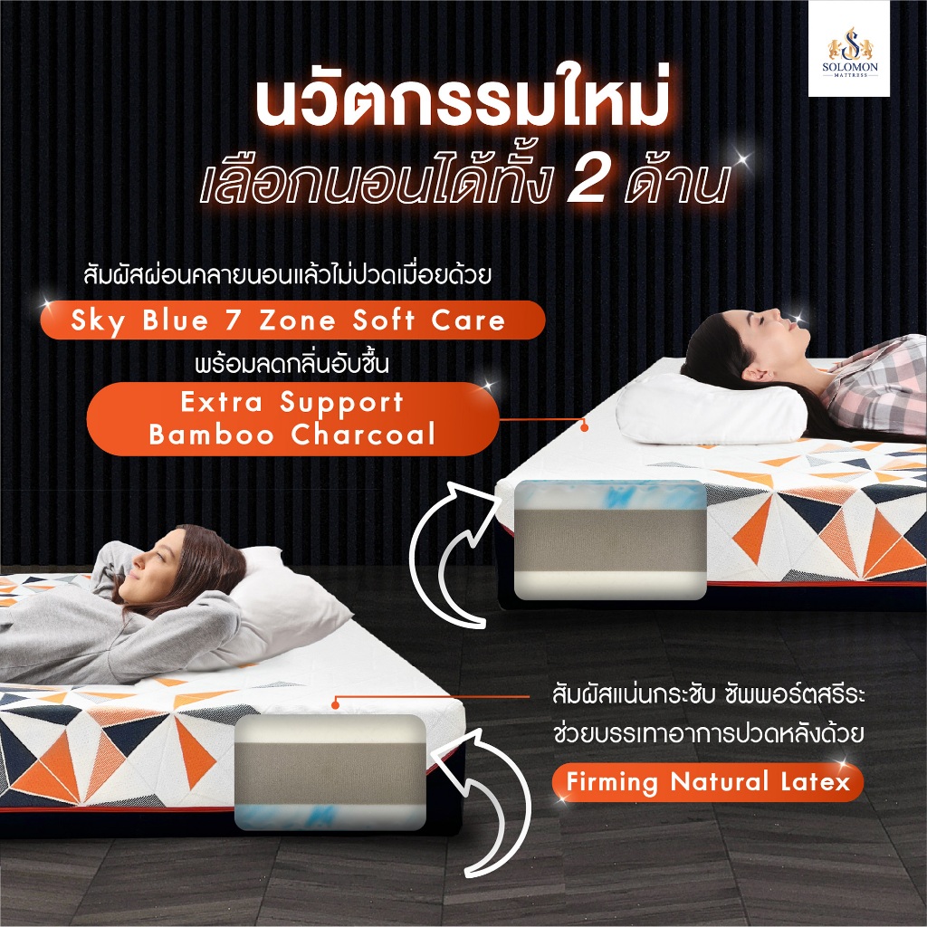 Solomon mattress SOLOMON รุ่น Perfection ที่นอนยางพาราหนา 8 นิ้ว มอบความสบายที่เลือกได้ 2 ด้าน ช่วยลดอาการปวดหลัง