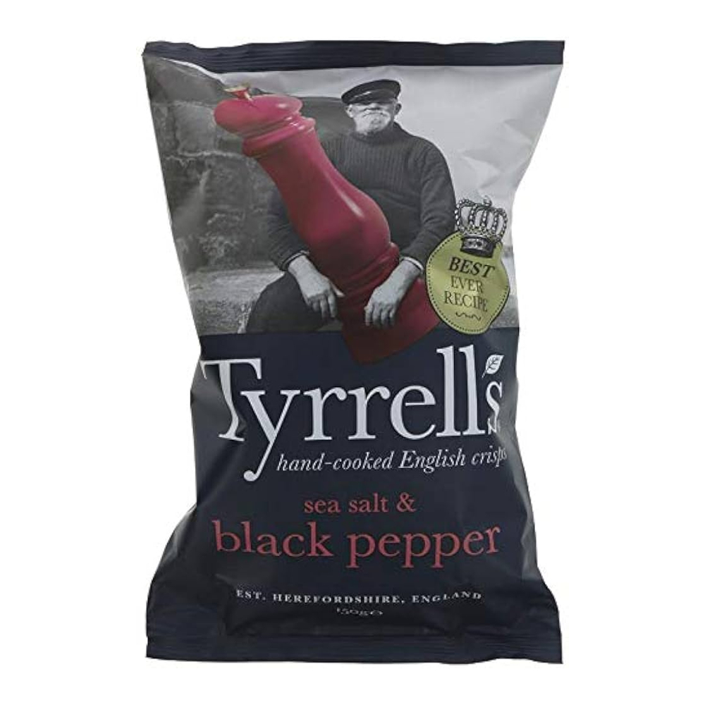Tyrrells Sea Salt & Black Pepper Chips Hand Cooked English Crisps มัน