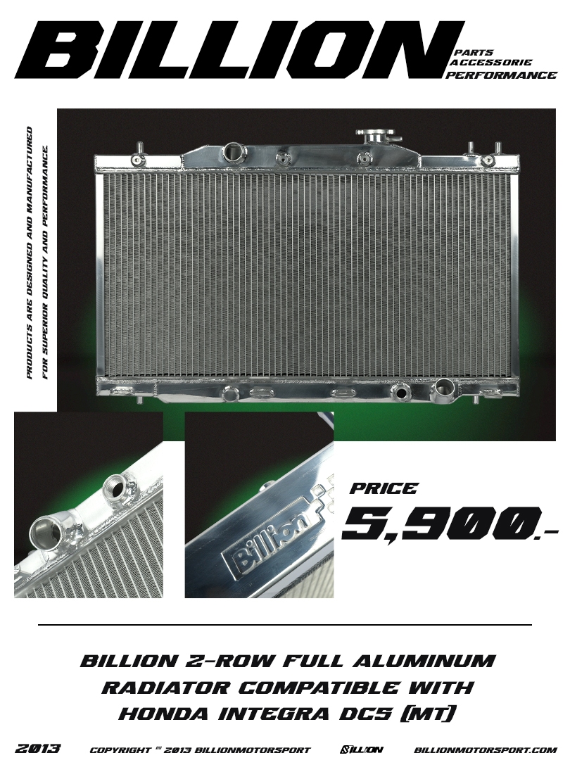 BILLION 2-ROW FULL ALUMINUM RADIATOR COMPATIBLE WITH HONDA INTEGRA DC5 ...