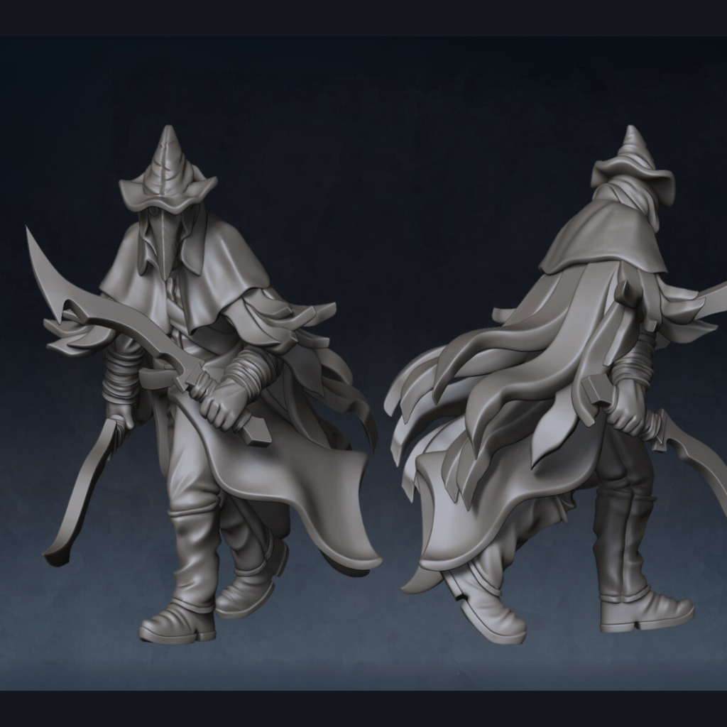 Crow Hunter - Humanoid Human / 32mm scale 3D printed miniature RPM ...