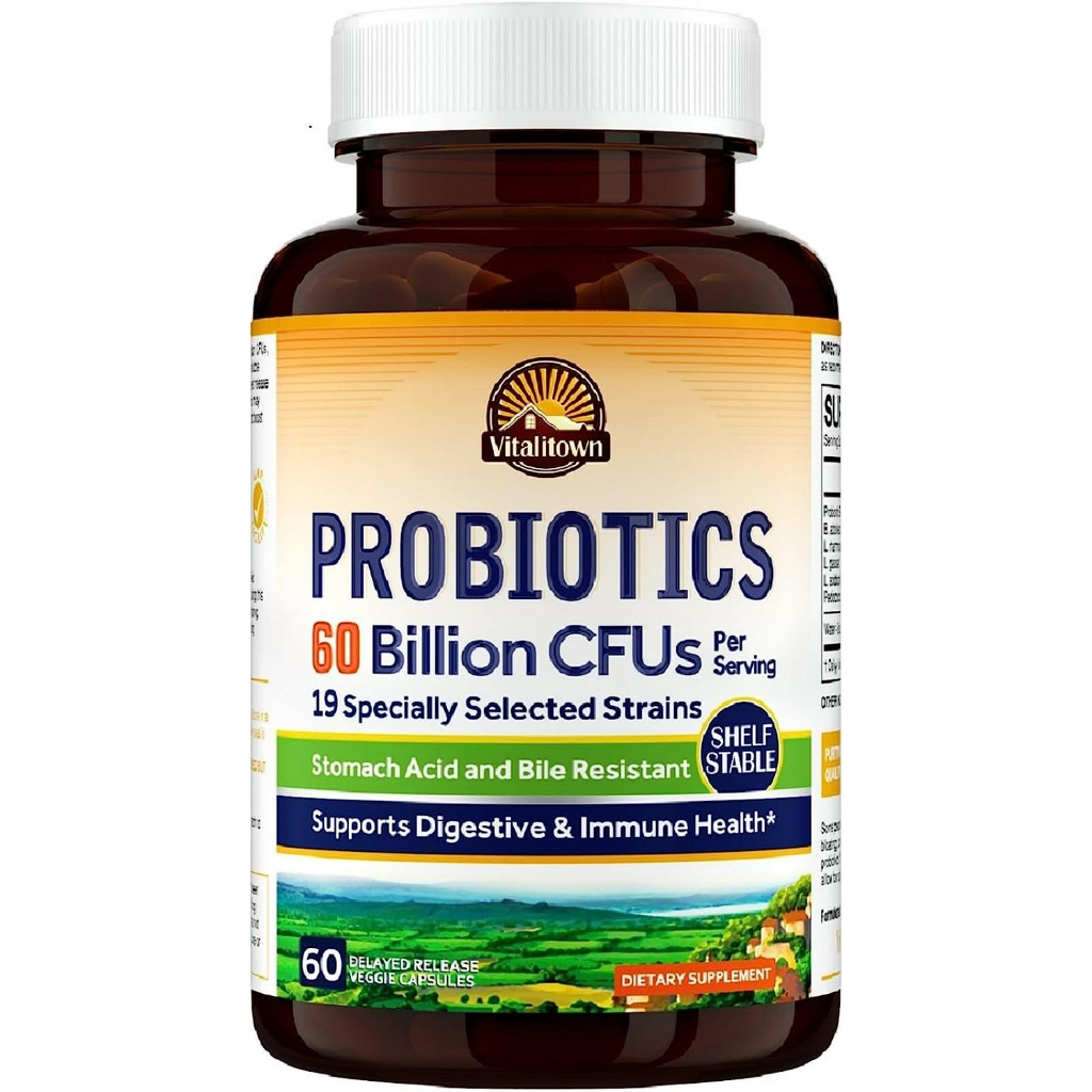 VITALITOWN Probiotics + Prebiotics | 60 Billion CFUs 19 Strains | 60 ...