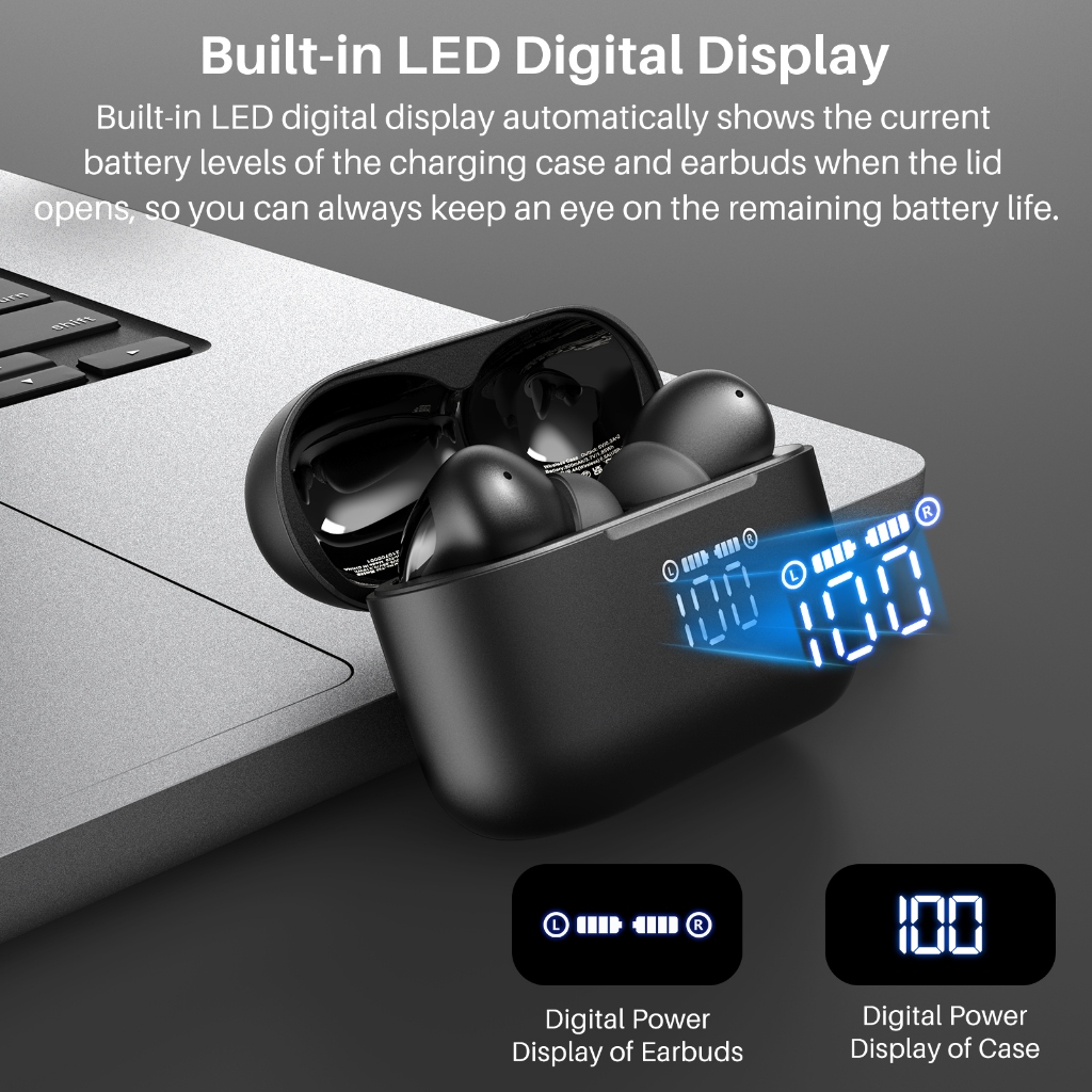TOZO Tonal Pods หูฟังบลูทูธ In-Ear หูฟังไร้สาย Bluetooth 5.3 แบตอึด 10.5 ชม./ชาร์จ ชาร์จไร้สาย กันน้ำ IPX8