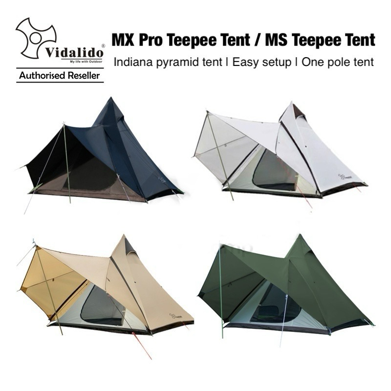 Vidalido Teepee MS , MX Pro เต็นท์กระโจมขนาดใหญ่ ไซส์ กางง่ายสวยงาม(รุ่นมีเสากลาง สามารถใส่เสาAได้)