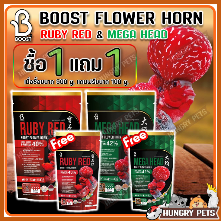 💥ซื้อ1แถม1 Boost Flower Horn อาหารปลาหมอสี เร่งโหนก เร่งสี เร่งมุก ขนาด ...