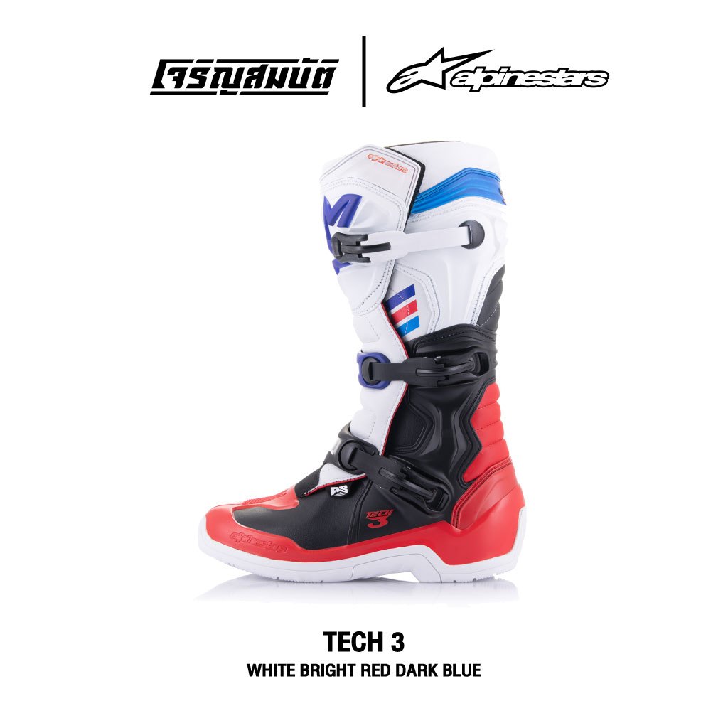 Alpinestars รองเท้าวิบาก (บูท) รุ่น TECH 3 BOOTS สี WHITE BRIGHT RED ...