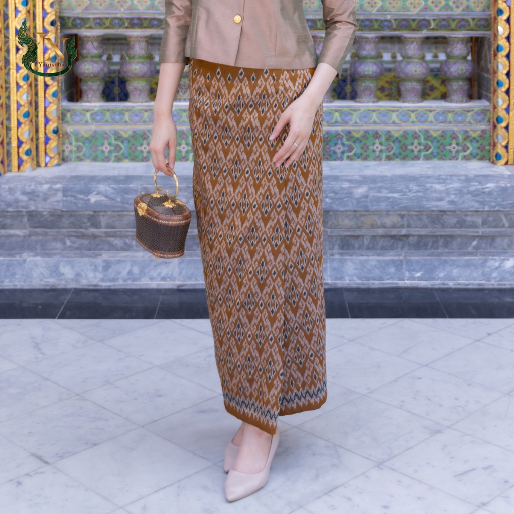ชุดผ้าไหมแพรทิพย์ รุ่นกระดุมทองมะขามทอง ออกงาน ไปวัด ใส่สบาย ดูแพง มุมมองที่ 5