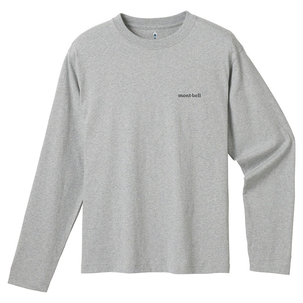 Montbell Men's Pear Skin Cotton Long Sleeve Mountains T-Shirt - Light Grey main image 0