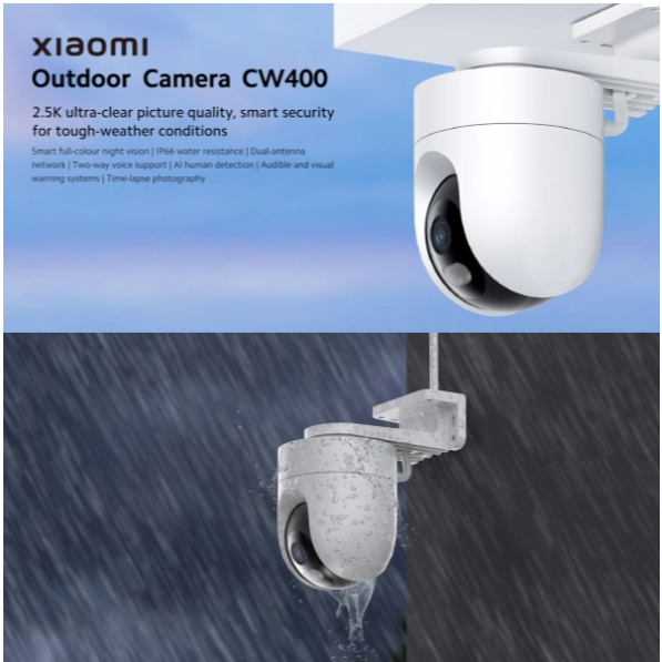 Xiaomi Outdoor Cam CW400 - Caméra Extérieur 2,5K 4MP - Vision Nuit Couleur - IP66 - Blanc