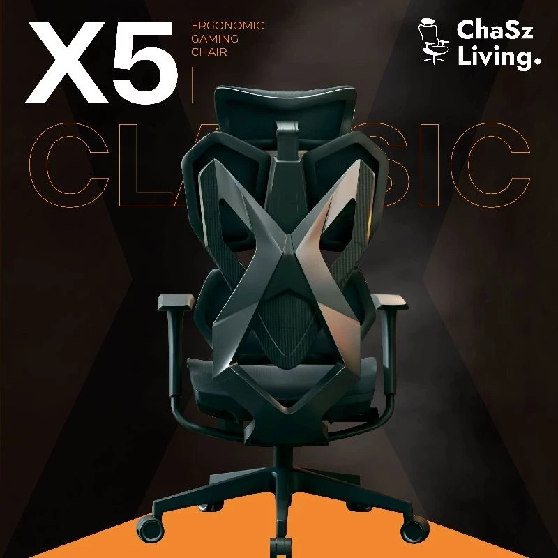 ChaSz Living เก้าอี้สุขภาพ รุ่น X5C Ergonomic Gaming Chair Black เก้าอี้สีดำ เก้าอี้เกมมิ่ง X5 Classic เก้าอี้ทำงานเพื่อสุขภาพ ระบายอากาศดีเยี่ยม เกรดพรีเมี่ยม