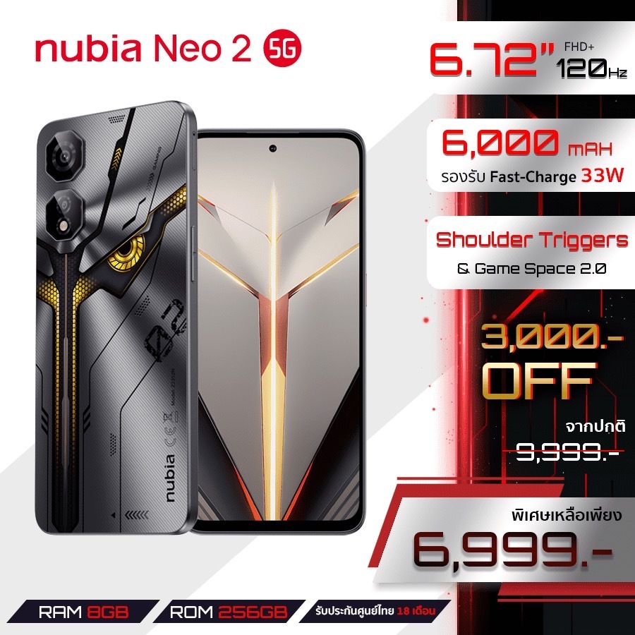 Ready go to ... https://shope.ee/7fDM2MkulI [ New! Nubia Neo 2 5G 8+256GB (เพิ่มแรมสูงสุด20GB) - ปุ่ม L/R Shoulder Triggers l แบตเตอรี่6000mAh ประกันศูนย์ไทย 18 เดือน | Shopee Thailand]
