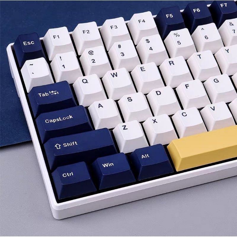 ปุ่มกดคีย์บอร์ด GMK Rudy keycap blue and white PBT two-color 126-key ...