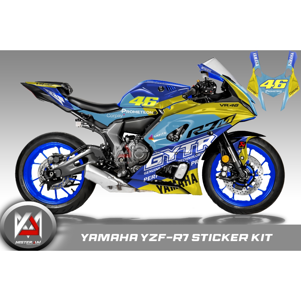 (Mr.AM) ชุดสติ๊กเกอร์ [เกรด Premium] Yamaha YZF-R7 (VR/46 GYTR ...
