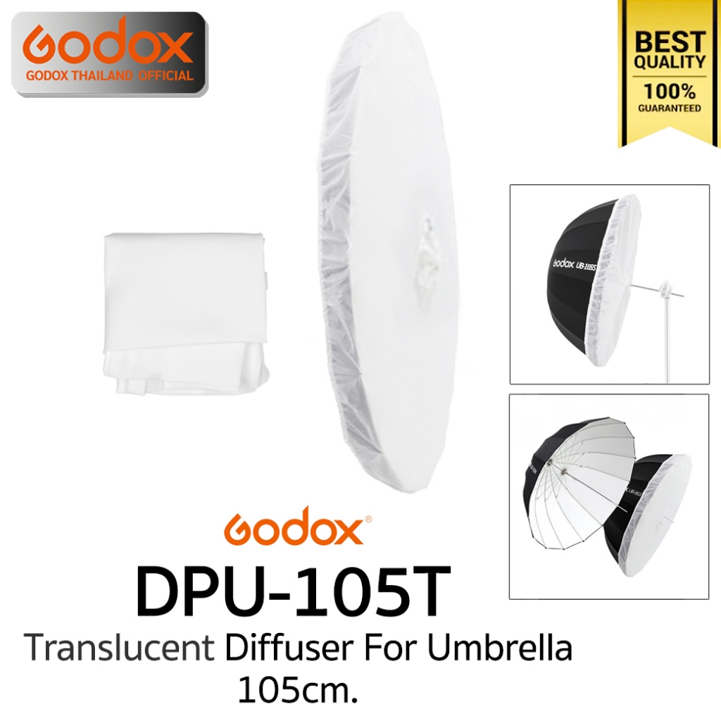 Ombrello Parabolico Godox UB-105W 105cm – Interno Bianco Con Diffusore E 16 Stecche In Fibra Di Vetro Per Foto E Video Studio