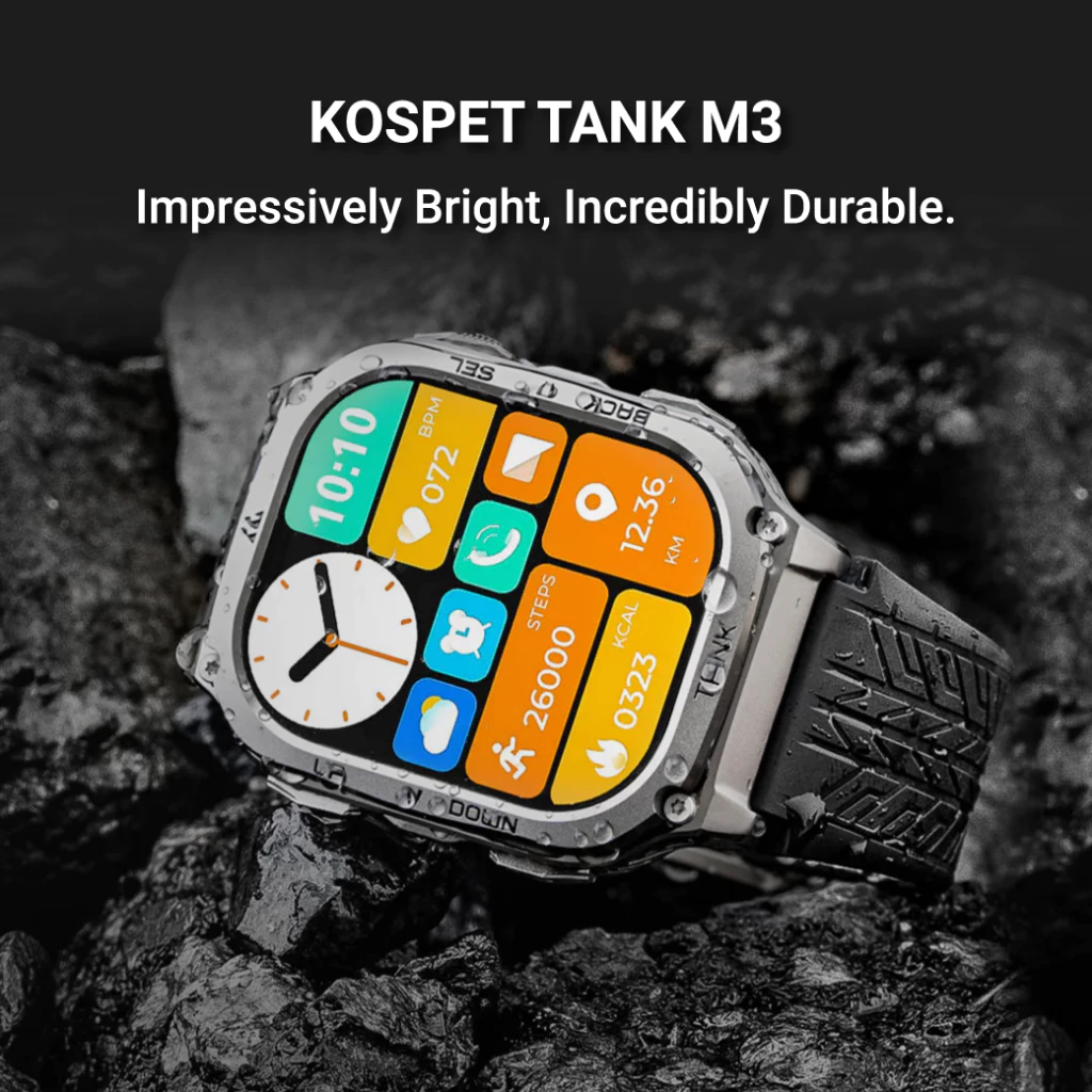 KOSPET TANK M3 āļŠāļĄāļēāļĢāđāļāļ§āļāļāļāđ Bluetooth Calling AMOLED 1.96 āļāļīāđāļ§ āļāļąāļāļāđāļģ 5 ATM + IP69K -2Y